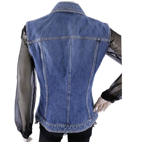 DOLCE & GABBANA Vintage 90's Distressed Denim Blue Jean Casual Jacket - Picture 5 of 11